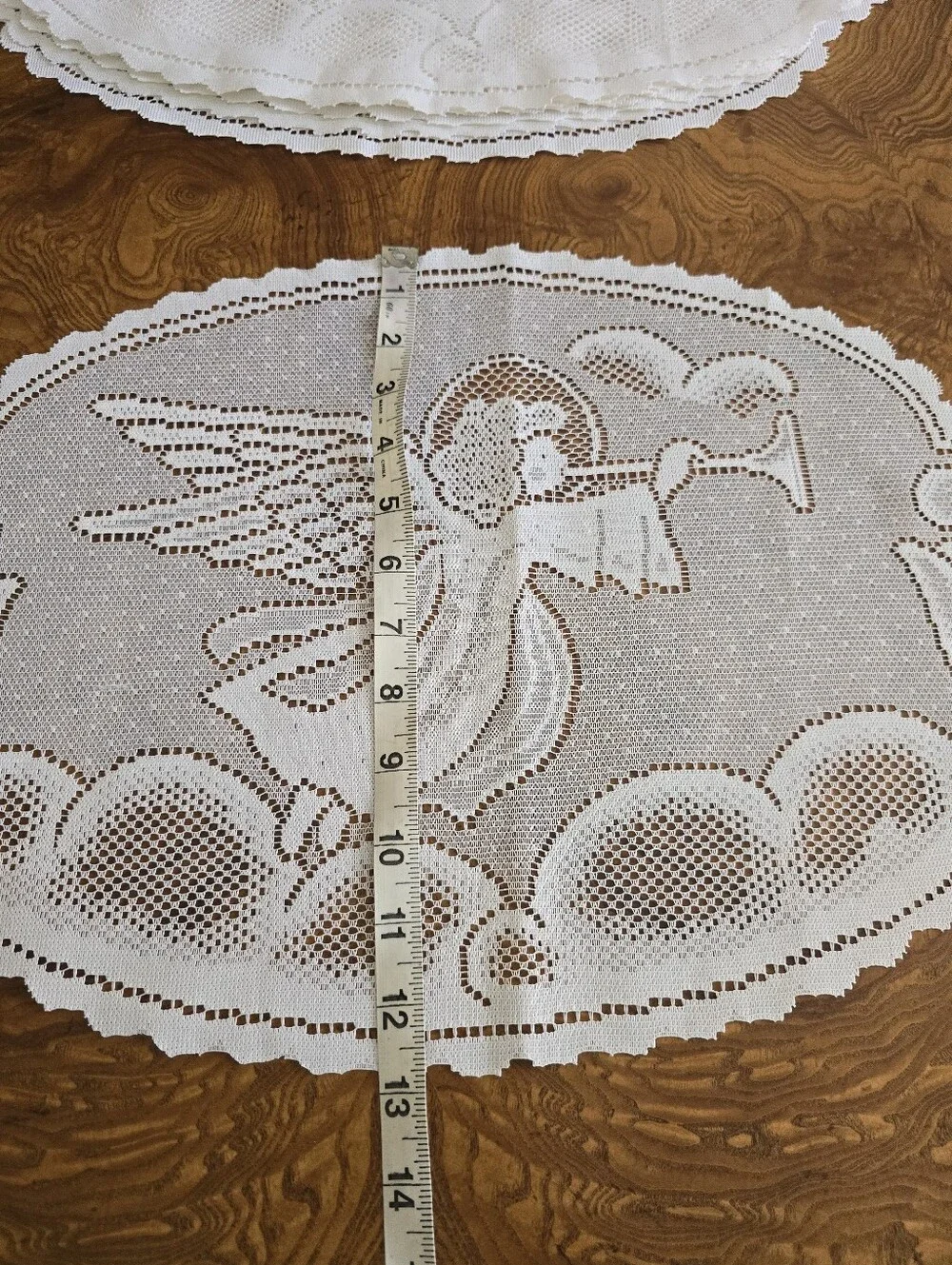 Heritage Lace Alpine Angels Oval Placemats, White, Set of 10 Vintage Holiday